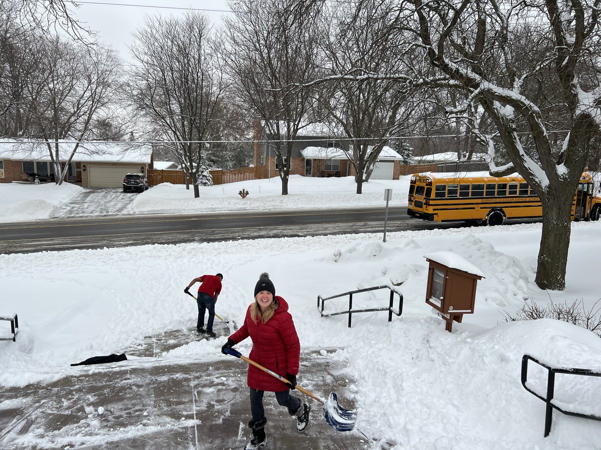 Today, shoveling snow required the assistance of all hands. So appreciative of our caring school community. Everyone was willing to help, from the school secretary to the bus driver. This is what a loving school community looks like. We are #PondProud #One91 <a href="/SchmittyandSons/">Schmitty & Sons</a> #MN