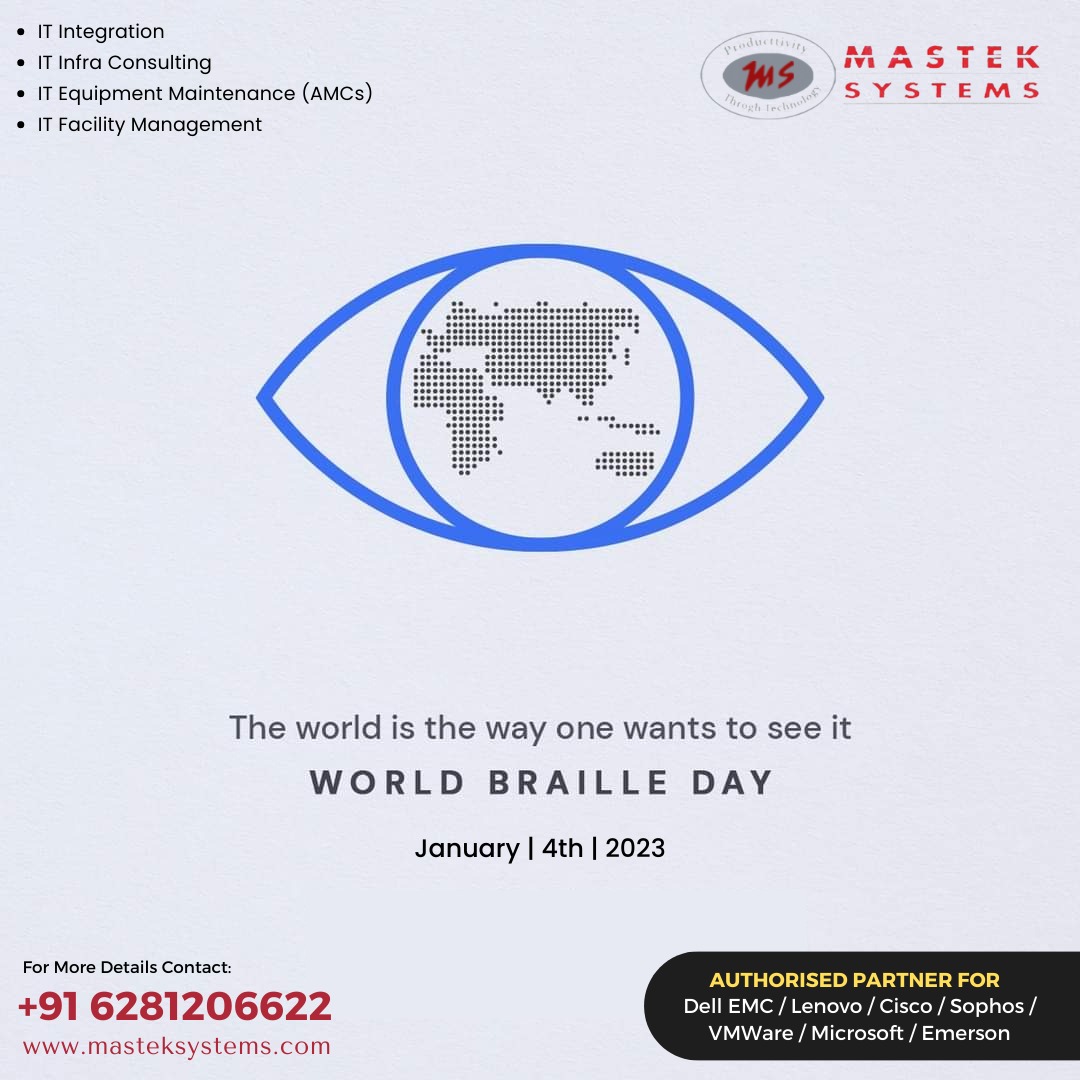 mastek_systems's tweet photo. World Braille Day.
Louis Braille Was Just 15 Years Old When He Developed The Six-Dot System That Now Bears His Name And Helps Countiess Blind People To Read And Write.

For more details contact us :6281206622"

#MastekSystems #happynewyear2023 #bestnetworksecuritysoftware https://t.co/2SMv8rWe0k