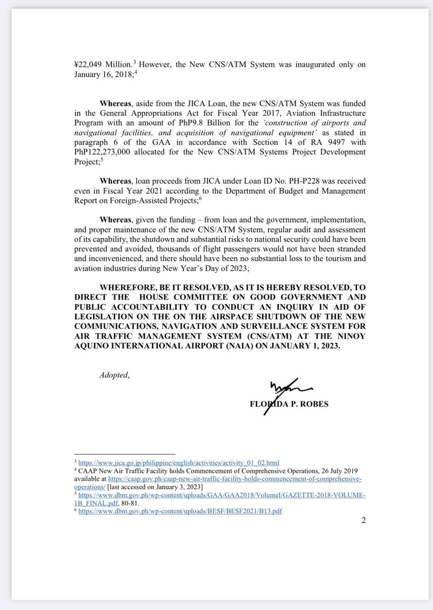 JulieMAurelio's tweet photo. READ: House good government and public accountability panel chair Rep. Florida Robes files House Resolution 672 seeking inquiry in aid of legislation on glitch that affected NAIA's communications, navigation and surveillance system for air traffic management. @inquirerdotnet https://t.co/1n5AWZO3rq