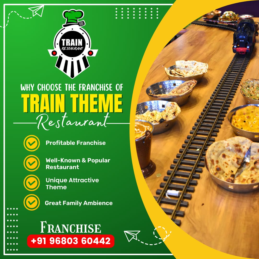 TrainRestaurant's tweet photo. Why Choose @TrainRestaurant for the franchise
1.) Profitable Train Theme Restaurant!
2.) Food on Train - Unique Theme!
3.) Pleasant Ambience for Family and friends!
4.) Vegetarian Food!
#business #wednesday #businessowner #Foodie #investing #instafood #Food #TRAIN #socialbrainz https://t.co/2lPOpHjcie