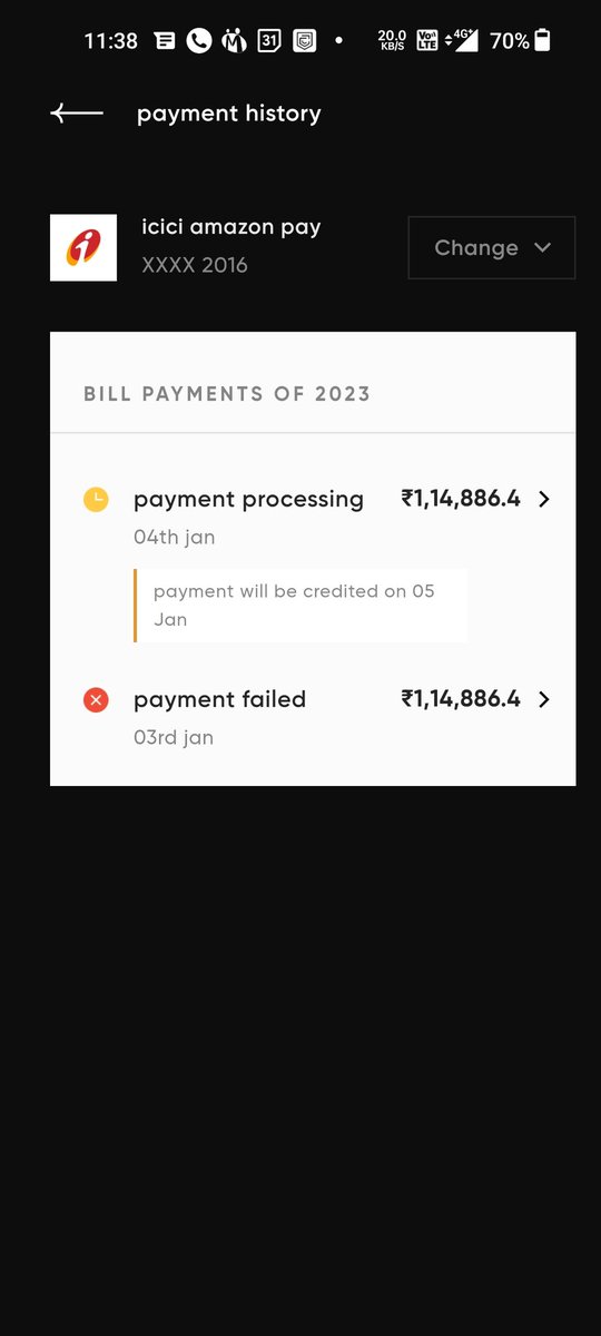 sourgupt36's tweet photo. @CRED_club find the below failed transaction for the bill payment of credit card which was claimed to be settled in 2 days but after 1 days i received failed transaction and refund process delay by 7-8 days...

It's is not accepted and no reason for failure is mention https://t.co/JgAyg0H2CW