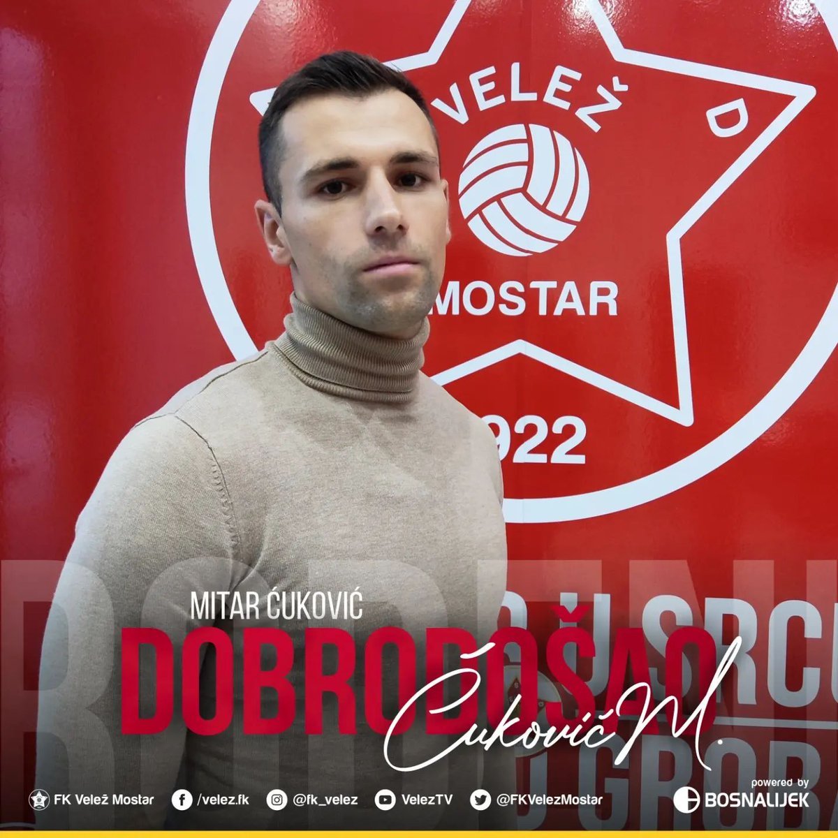 ✈️ Mitar Ćuković rejoint la Bosnie et <a href="/FKVelezMostar/">FK Velež Mostar</a>