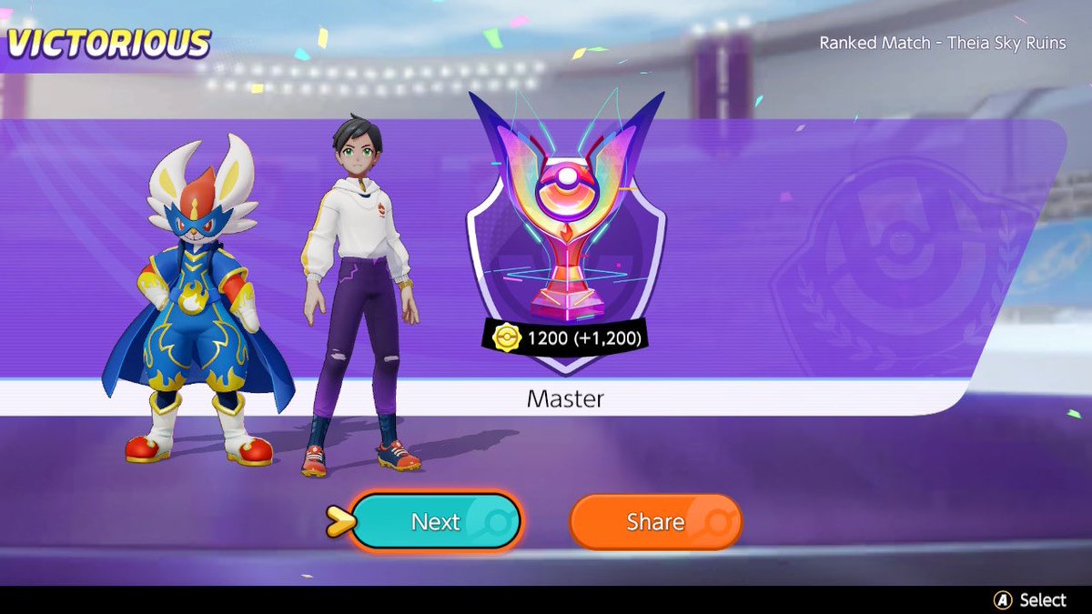 rafa_mejia0129's tweet photo. I can finally retire again ..😂 #PokemonUNITE #Cinderace #retirement #solocarry https://t.co/w8poqllIx7