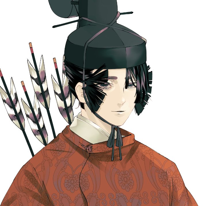 solo 1boy male focus black hair hat arrow (projectile) white background  illustration images