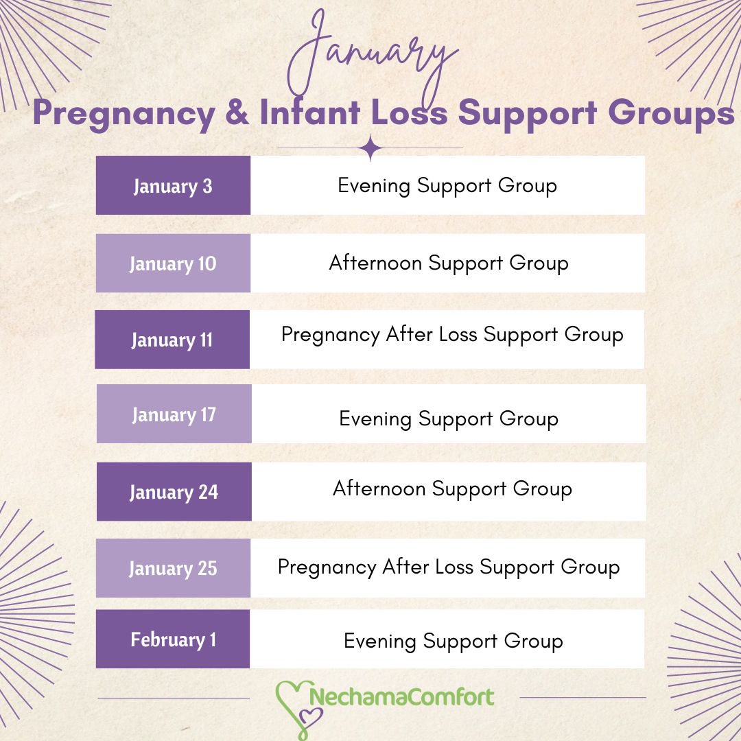 NechamaComfort's tweet photo. January Support Groups! #pregnancyloss https://t.co/SzEzR3r53Y