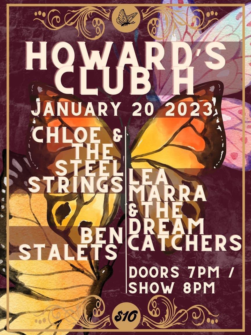 𝐒𝐡𝐨𝐰 𝐀𝐧𝐧𝐨𝐮𝐧𝐜𝐞𝐦𝐞𝐧𝐭! ✨
Join us Friday, January 20th at <a href="/HowardsClubHBG/">Howards Club H</a> for a night of Americana music, featuring the whimsical Cleveland based Folk band Lea Marra &amp; the Dream Catchers and regional singer/songwriter staple Ben Stalets. Doors 7 / Show 8pm