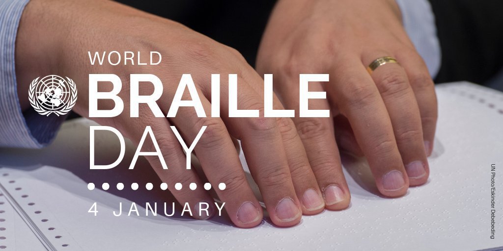 DonaldTchidoori's tweet photo. Today is #WorldBrailleDay:
Did you know that ⁉️
World Braille Day is the first @UN observance of the Year. 21 March is the only date with 5 different international days, & #June is the month with the most international days. #GlobalDays
For full list 👉https://t.co/hLCBaxIj1R https://t.co/RW3iuFl5JG