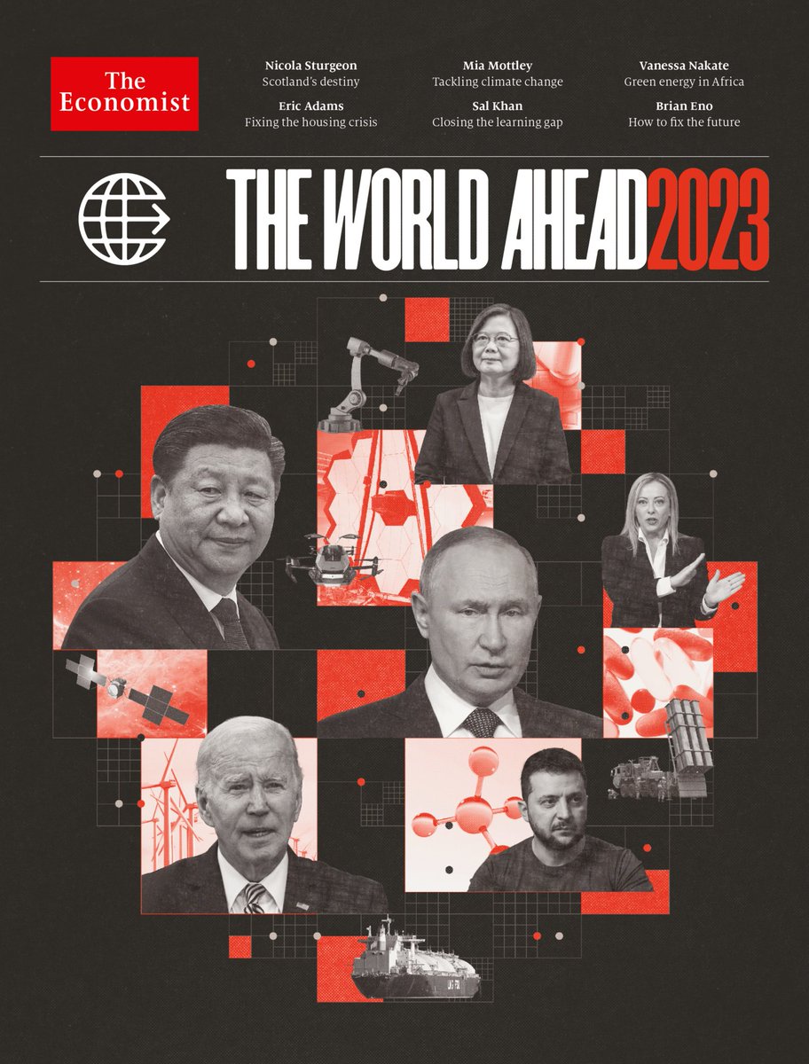 iemonade1's tweet photo. 英エコノミスト誌2023の表紙に今年はクリプト要素がないじゃんとおもっていたところ、
よく見たらあちこちにサンドボックス的な仮想空間の土地っぽいのが散らばってるな👀 https://t.co/LxJedLJ0sK