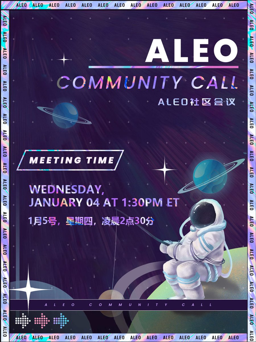 sekimlan77's tweet photo. Hi everone!Happy New Year!
Don't forget to attend the two community events today!
The pictures below have the timeline.
Please note that Community Call is mandatory for all ambassadors and future ambassadors🧐
@AleoHQ
@aleocommunity
#AleoAmbassador #blockchain https://t.co/mtiqqSXSKu