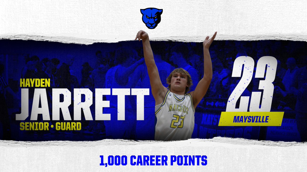 Maysville_Bball's tweet photo. Congratulations to Hayden Jarrett on scoring 1,000 career points. Hayden became only the 5th player in program history to achieve this feat. https://t.co/cnV7mspFDU