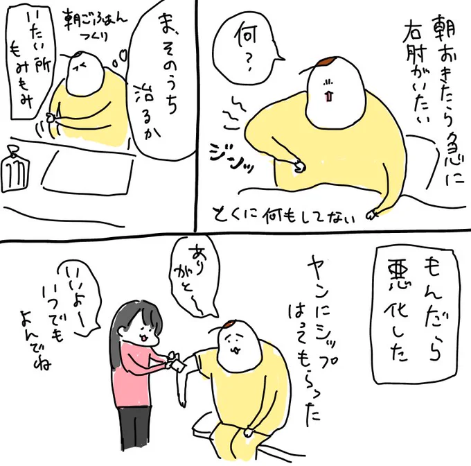 朝起きたら急に右腕が痛い
(1/2) 