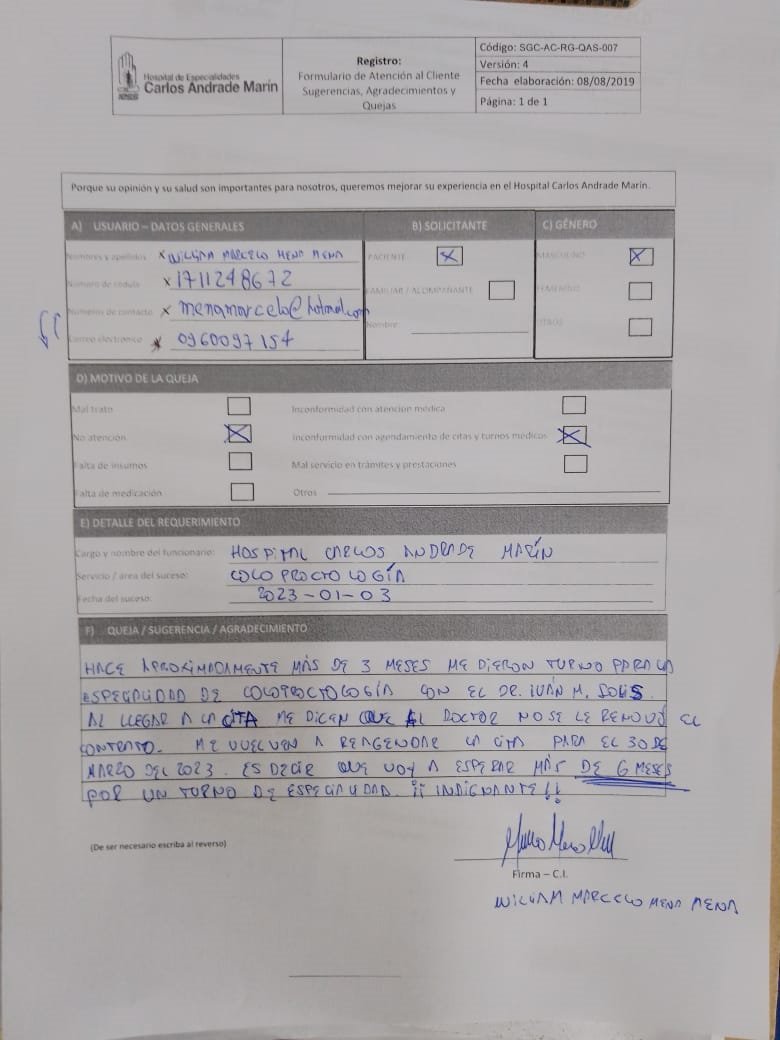 chelitomena's tweet photo. Un servicio de salud que tarda 6 meses solo en darte cita da cuenta lo mal que está el @IESSec. ¿Si tengo que harme examenes? ¿Si tengo que operarme? ¿Cuando podré solucionar mi problema de salud? A las autoridades del #IessEc le importamos muy poco los afliados @diegosalgadorib https://t.co/EyQej8mavk