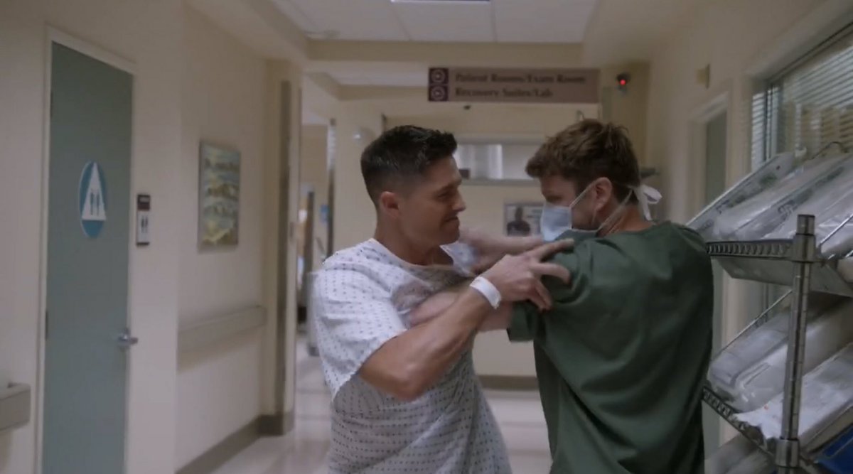 Emily8174's tweet image. The men in charge in #TheRookie universe trying to be heroe
s in hospital gowns! #TheRookieFeds