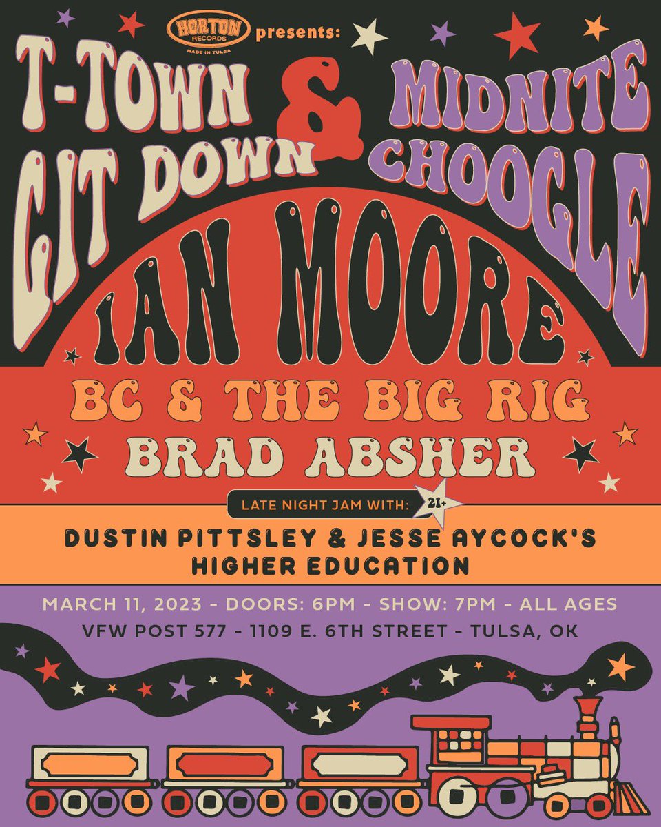 JUST ANNOUNCED:  Mar 11th at <a href="/TulsaVFW/">Tulsa VFW Post 577</a> • GIT DOWN &amp; CHOOGLE !

RESERVE a TABLE or a TICKET HERE:     fb.me/e/8ZdfDVOnL