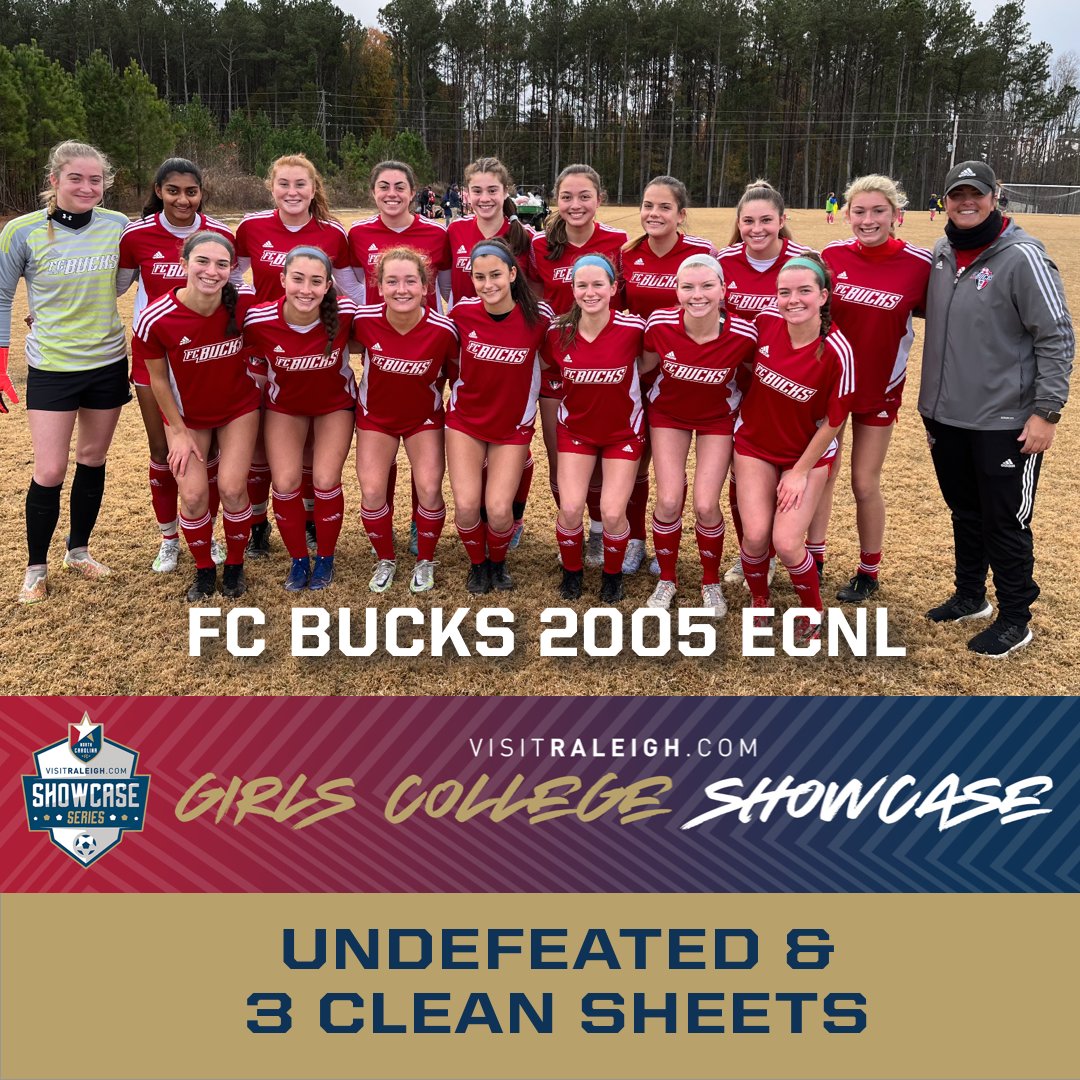 Congrats to our 04/05 ECNL Girls and coach Megan Geldernick for a fantastic showing at the Raleigh, NC College Showcase. The girls were unbeaten, 2 wins and a tie in the u19 Elite Gold Div., scoring 6 goals &amp; posting 3 clean sheets. Great work ladies!  #FCBucksProud <a href="/ecnlgirls/">ECNL Girls</a>