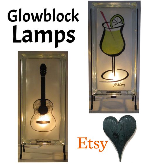 etsy.com/shop/Glowblocks FREE SHIPPING  #lamps #nightlights #handmade #EtsySeller #EtsySocial   #FreeShipping #Retro #lamp #glassblock #giftforhim #homedecor #midcenturymodern #birthday #gift #giftideas #giftsforhim #guitar #margarita #barware #mancave #ManGift #DadGift #guitars