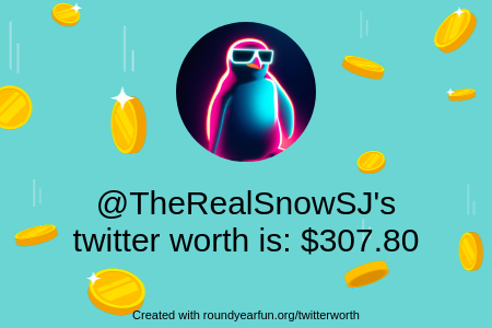 TheRealSnowSJ's tweet photo. My Twitter worth is: $307.80

Find yours with https://t.co/TJFH094Uqs

⠀ https://t.co/vLJbtZzhdG