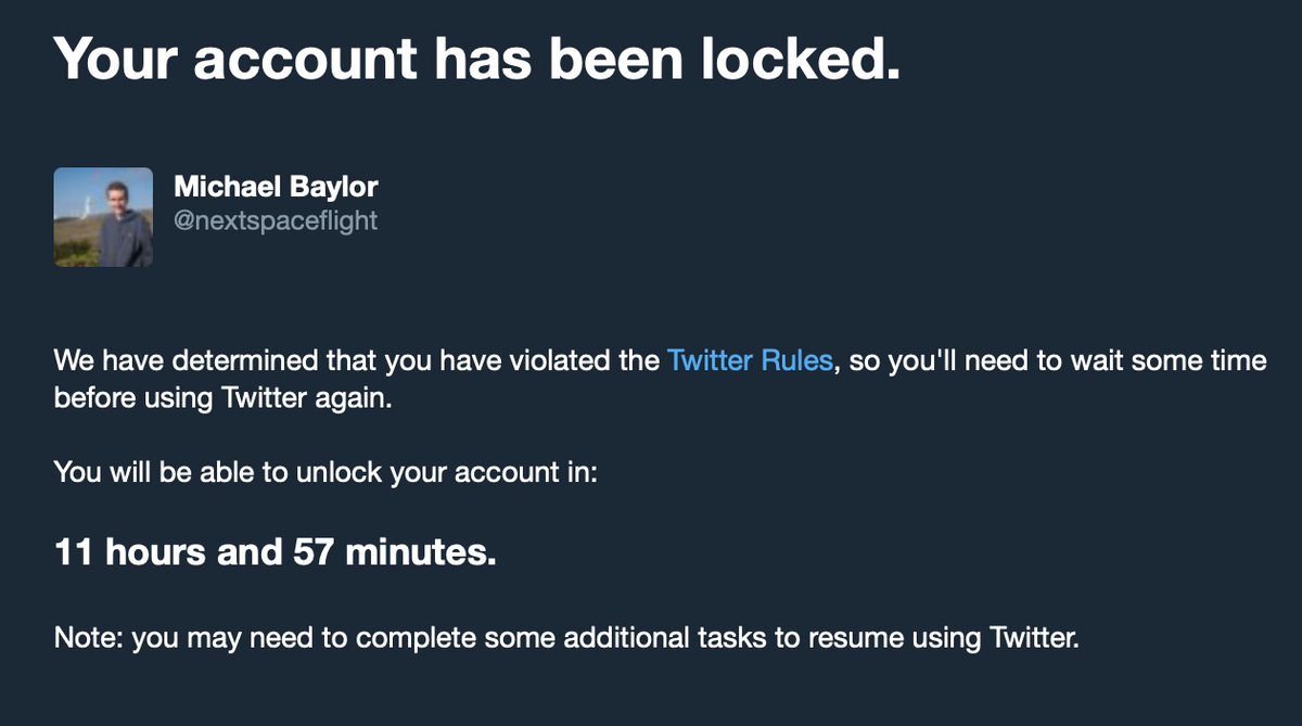 Several space flight accounts locked today for showing shots of rockets.