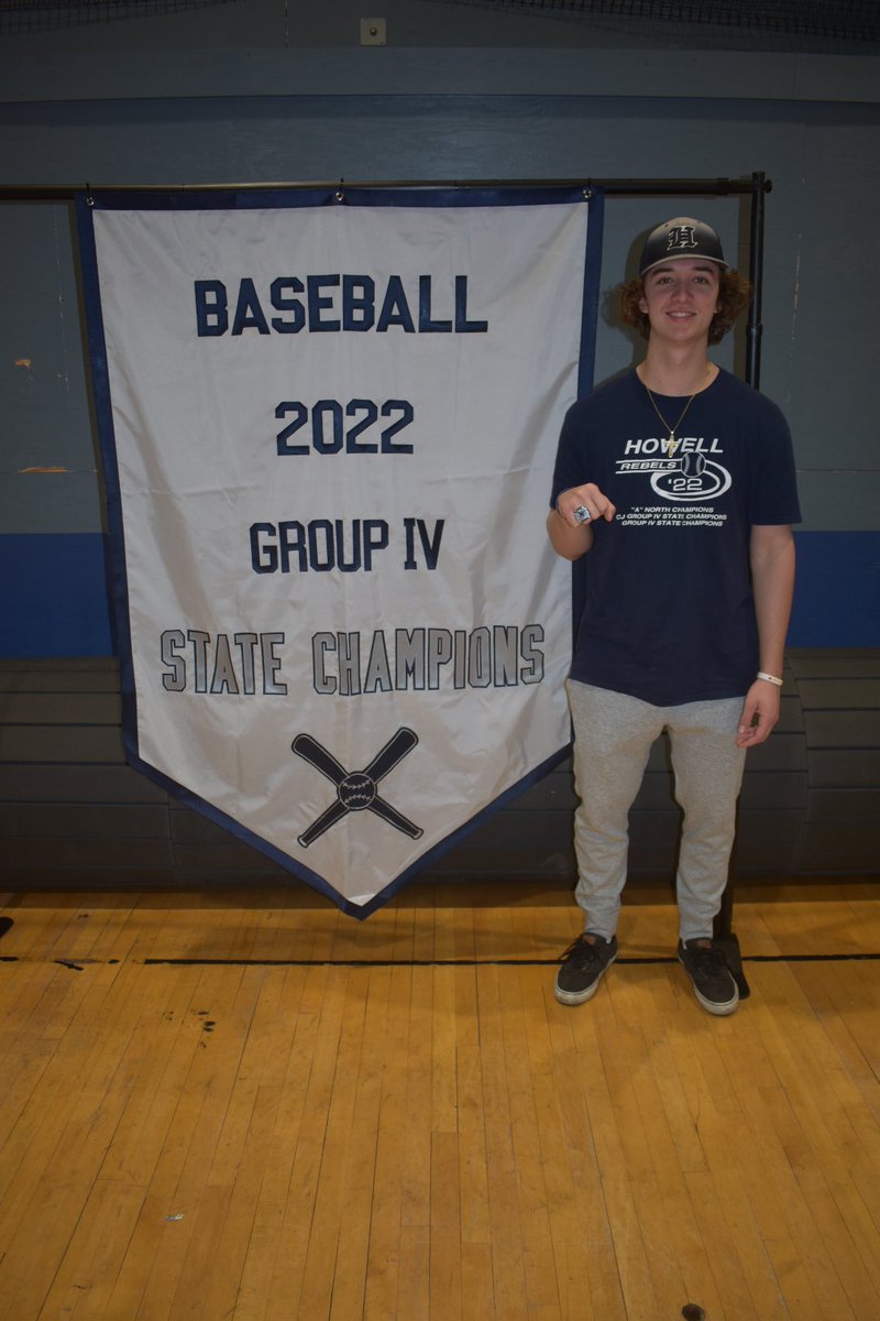 strauch04's tweet photo. Howell HS Baseball State Championship ring ceremony! So proud of Thomas &amp; all these amazing boys!! #oncearebelalwaysarebel https://t.co/YbXBMZ7yUQ