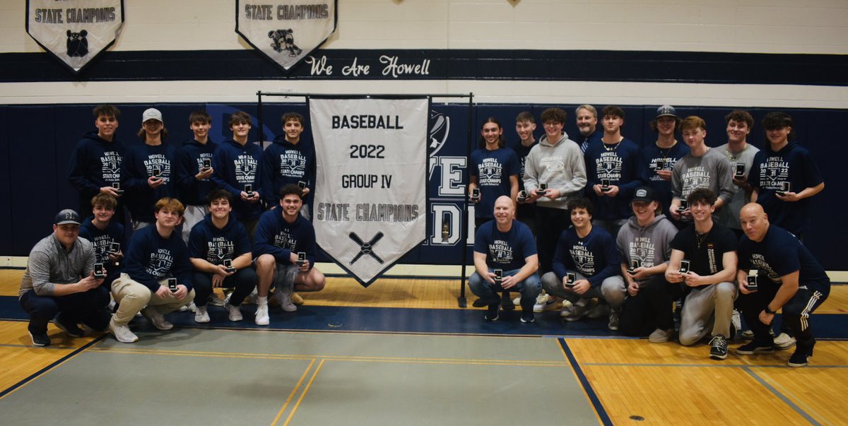 strauch04's tweet photo. Howell HS Baseball State Championship ring ceremony! So proud of Thomas &amp; all these amazing boys!! #oncearebelalwaysarebel https://t.co/YbXBMZ7yUQ