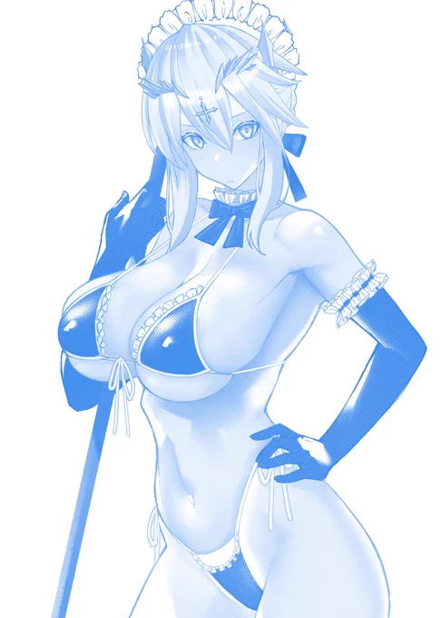 メイド水着を着るように命じられた乳王陛下rkgk 基本塗り～
#FGO 