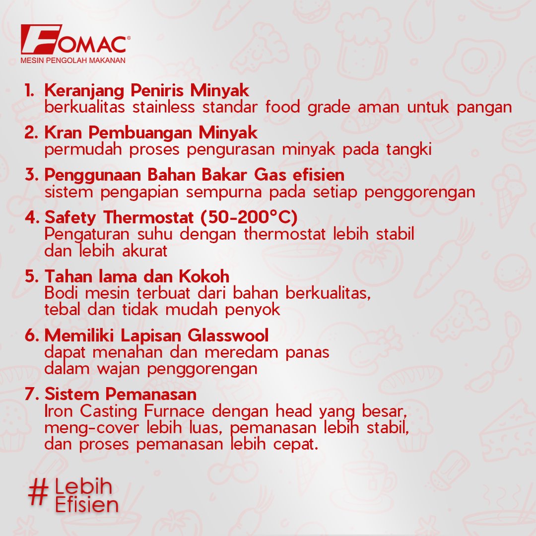 fomac_id's tweet photo. Hal Keren yang ada di Deep Fryer FRY-G171 yang perlu kamu tahu
Panel indikator yang sangat sederhana dan mudah untuk dimengerti

Kunjungi website FOMAC di https://t.co/LUWZgaSn6n untuk selengkapnya

#fomac #mesinpengolahmakanan #deepfryer #penggoreng #food #makanan #goreng #fryer https://t.co/wp9Tuz3ADa