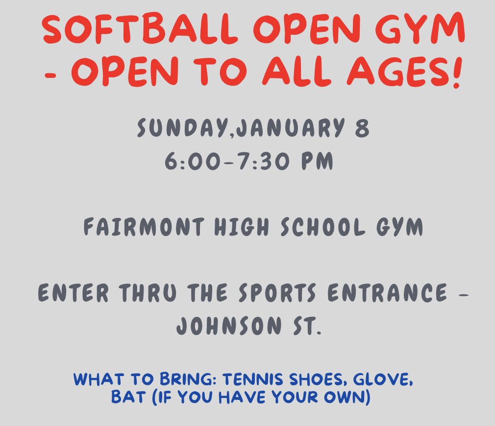 CardFastpitch's tweet photo. Join us for the first open gym of the season this Sunday! 
Open gyms will be held every Sunday: January 8 - March 12 https://t.co/2eMJ6getlb