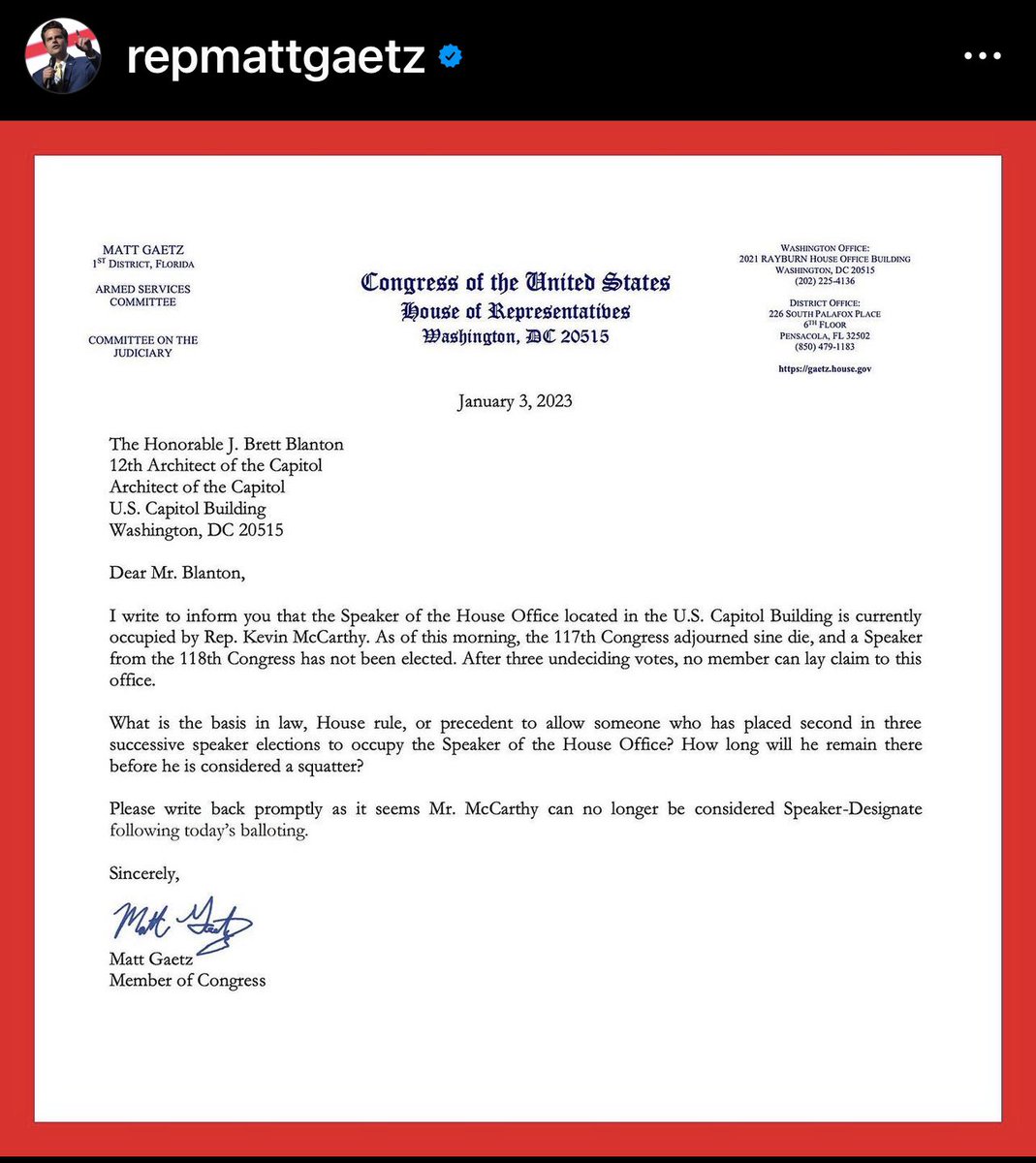 SebGorka's tweet image. How the hell has McCarthy already moved into the Office of the Speaker??

Thanks @RepMattGaetz.