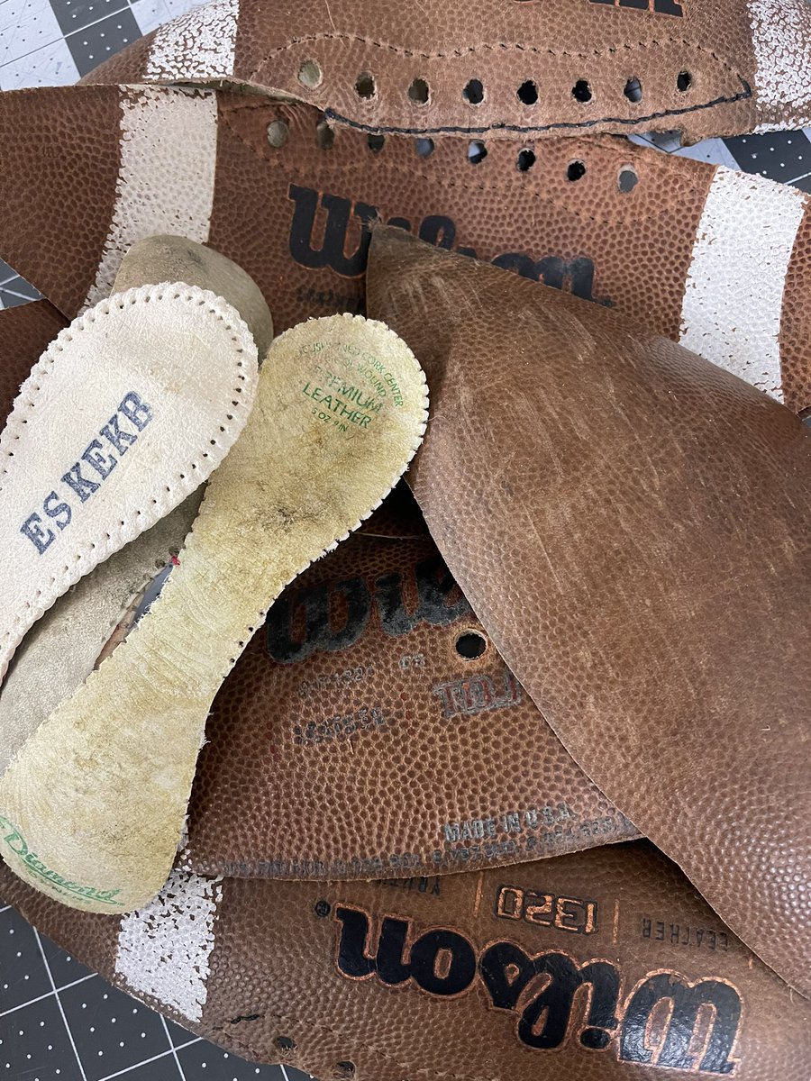 Every project brings a new and interesting challenge. Can’t wait to see how this one shapes up! #football #leather #madeinmn #reuse #madeinusa