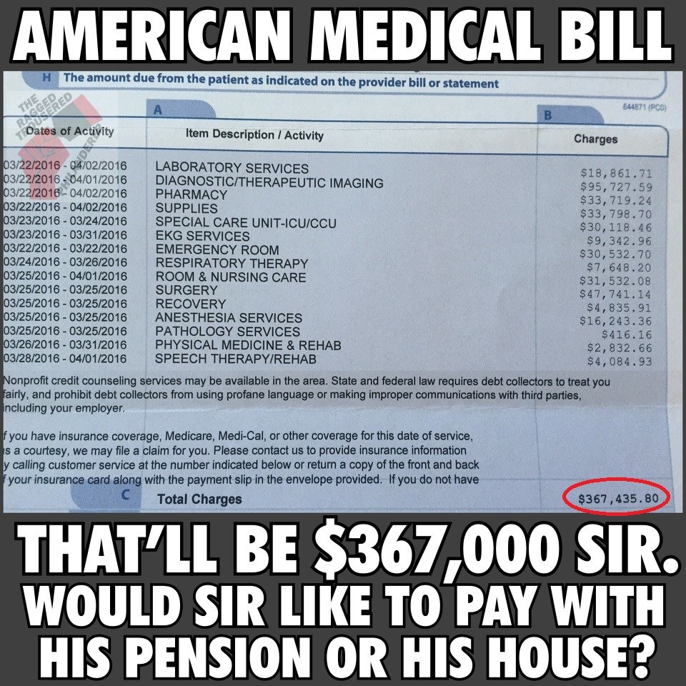 Britain_People's tweet image. You're going to *love* American style health 'care'

Get ready for new concepts:

▪️Medical bankruptcy
▪️Dying because you can't afford medicine
▪️Spending a year's salary to give birth to a child
▪️Having your doctor overruled by insurance rep with no medical knowledge

#NHS