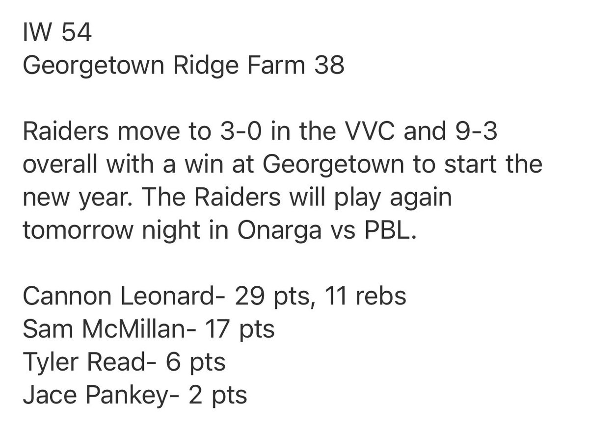 IWHSraiders's tweet photo. 1/3/23 Boys basketball results! #iwhsraiders #iwraiders https://t.co/bDJqfv6Df7