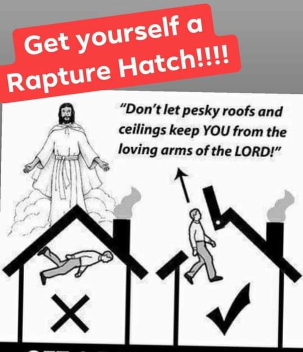 thedreyaaron's tweet photo. Don't let a pesky roof stop you from going home to glory! #atheism #beSecular #atheist #blasphemy😉 https://t.co/a8OcGfaLs0