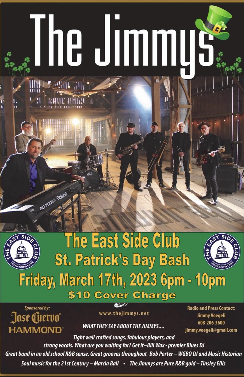Tickets are now on sale for the St. Patrick's Day Bash with The Jimmys!
Get yours today!
square.link/u/dR0ynNhn
