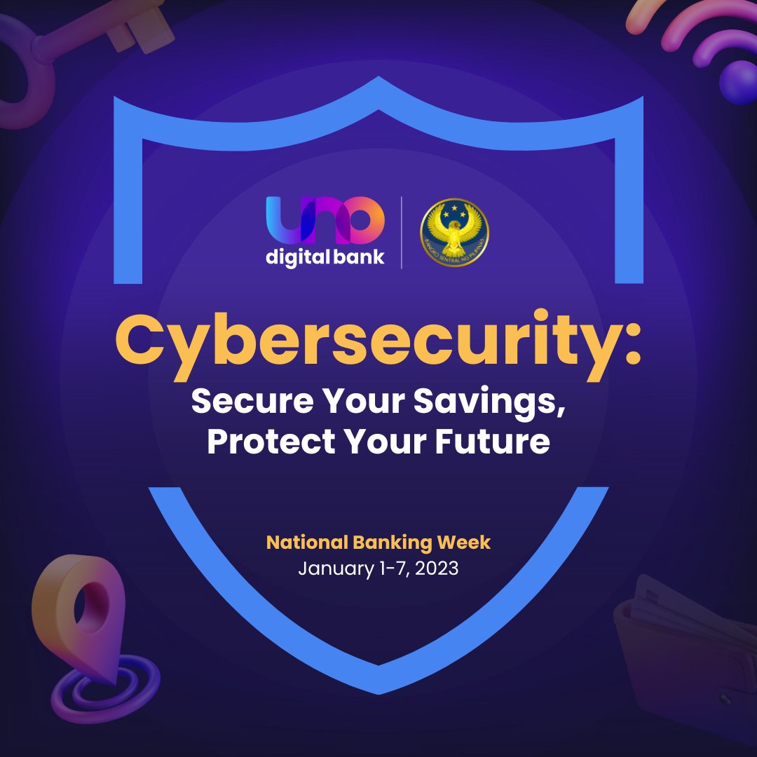 UNOdigitalbank's tweet photo. Together with the Bangko Sentral ng Pilipinas (BSP), UNO Digital Bank commemorates National Banking Week by promoting the importance of cybersecurity.
Because we want you and your financial assets to be #SafeWithUNO, always remember to do the CPR, or CHECK-PROTECT-REPORT. https://t.co/sEejaYdqLq