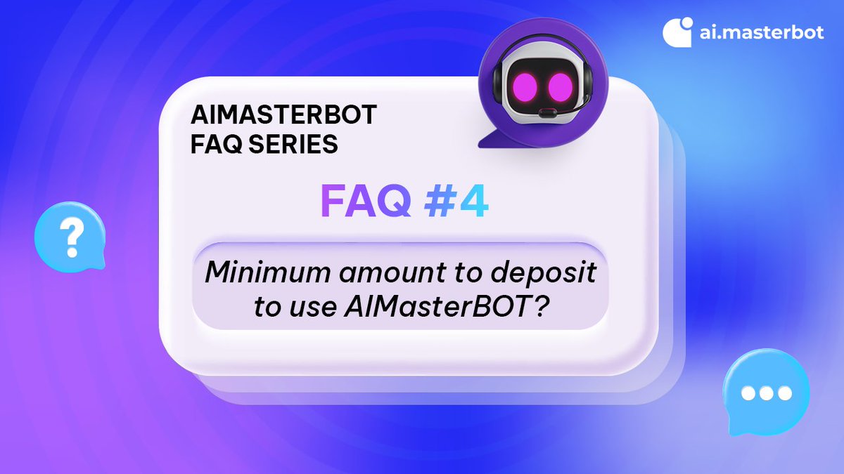 aimasterbot's tweet photo. 👾 AIMasterBOT FAQ Series 👾
🔥 FAQ #4: Minimum amount to deposit to use AIMasterBOT?

👉🏻 To ensure the efficiency and safety of your account, the minimum account balance to use AImasterBOT is 2,500 USDT.

👉🏻 Recommended account balance is 10,000 USDT. https://t.co/v7vX4PyWFj
