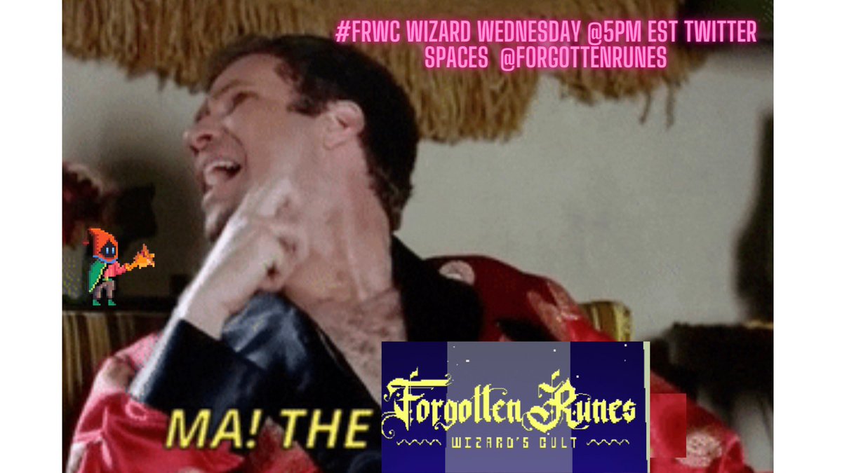 Wizard Wednesday @ 5 pm <a href="/forgottenrunes/">Forgotten Runes Wizard's Cult</a> . Same Space! Join  <a href="/MoronGlobal/">Moron Global</a> <a href="/DannysDiner__/">Danny's Diner || Always Serving!</a> <a href="/the_BlackSand/">BlackSand</a> <a href="/thebarrencourt/">The Barren Court</a> <a href="/TavernForgotten/">Forgotten Tavern</a> and other token hodlers.