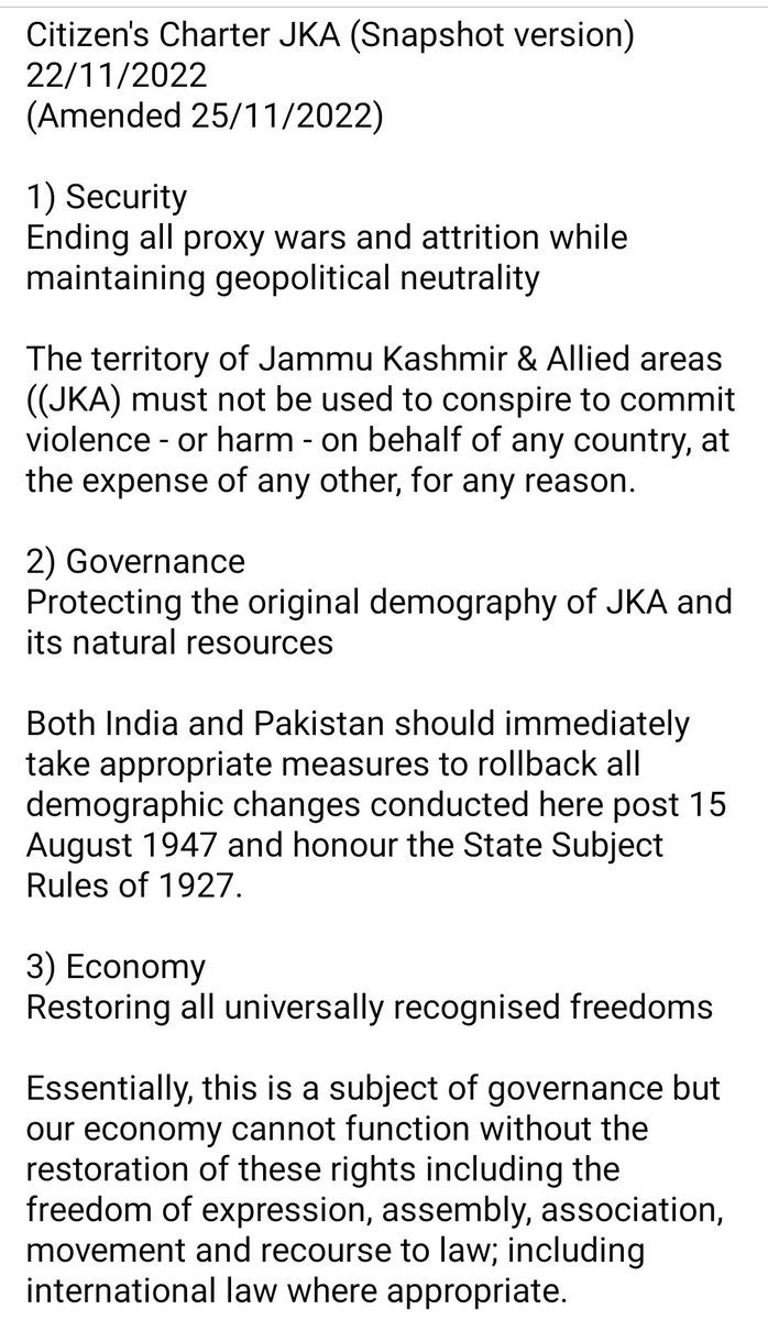 sahaafi's tweet photo. The 4 point snapshot JKA Citizen's Charter: All political parties, social organisations, State Institutions &amp; professional bodies operating throughout Jammu Kashmir &amp; Allied areas are urged to provide a maximum 250 word response to this proposed Charter. It will lay the ground 4a https://t.co/PjFaHGd0LU