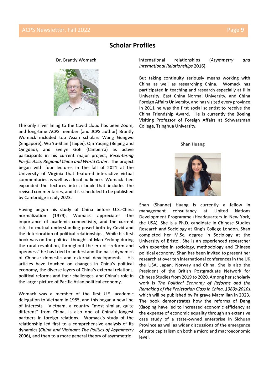 (Continued)📣Announcement: New issue of ACPS newsletter is out! 🎉

Highlights (3/4):

Board of Directors Election Results
Member Publications
Scholar Profiles