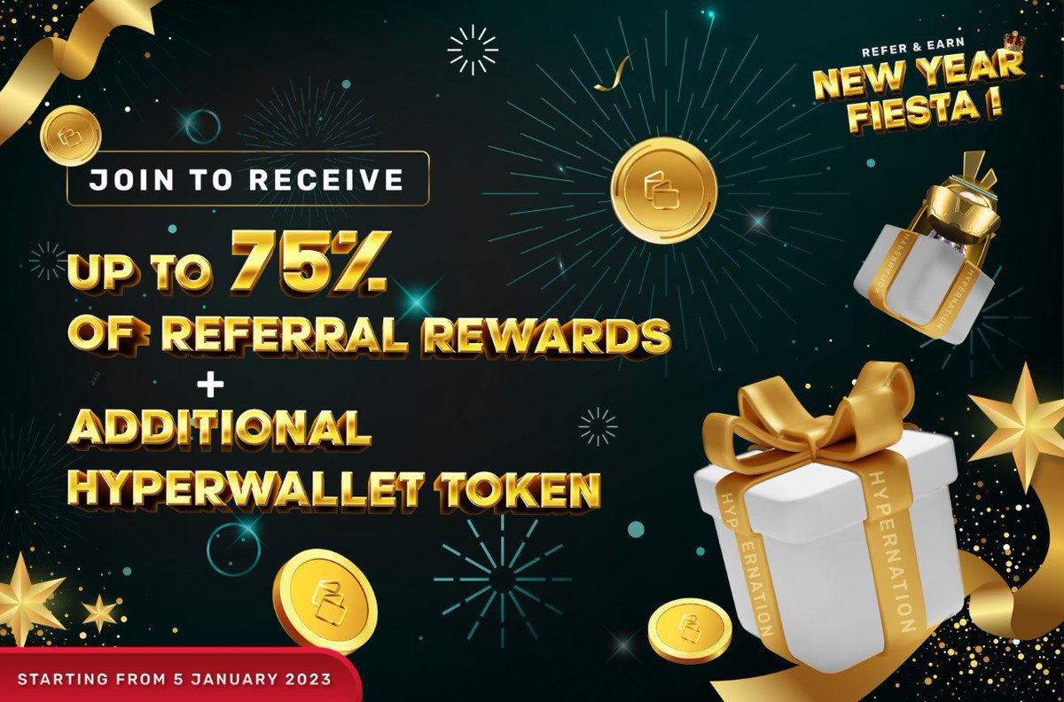 HyperNation8's tweet photo. 🎊 Refer &amp; Earn: New Year Fiesta 🎁

Celebrate New Year Fiesta with us to receive UP TO 75% of referral rewards + ADDITIONAL $HWT!

Join NOW or you'll regret! 🙌

Join here 👉 https://t.co/PEMmSzWOss https://t.co/PuJGCO0CFt