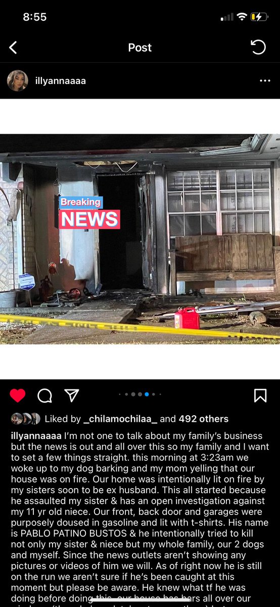 sayhiliz's tweet photo. At 3 a.m. last night my best friend and her family were attacked in their own home by Pablo Patino when he set it on fire. His (ex)wife and her daughter were staying there to get away from his violence— https://t.co/IAdrYvt7c2