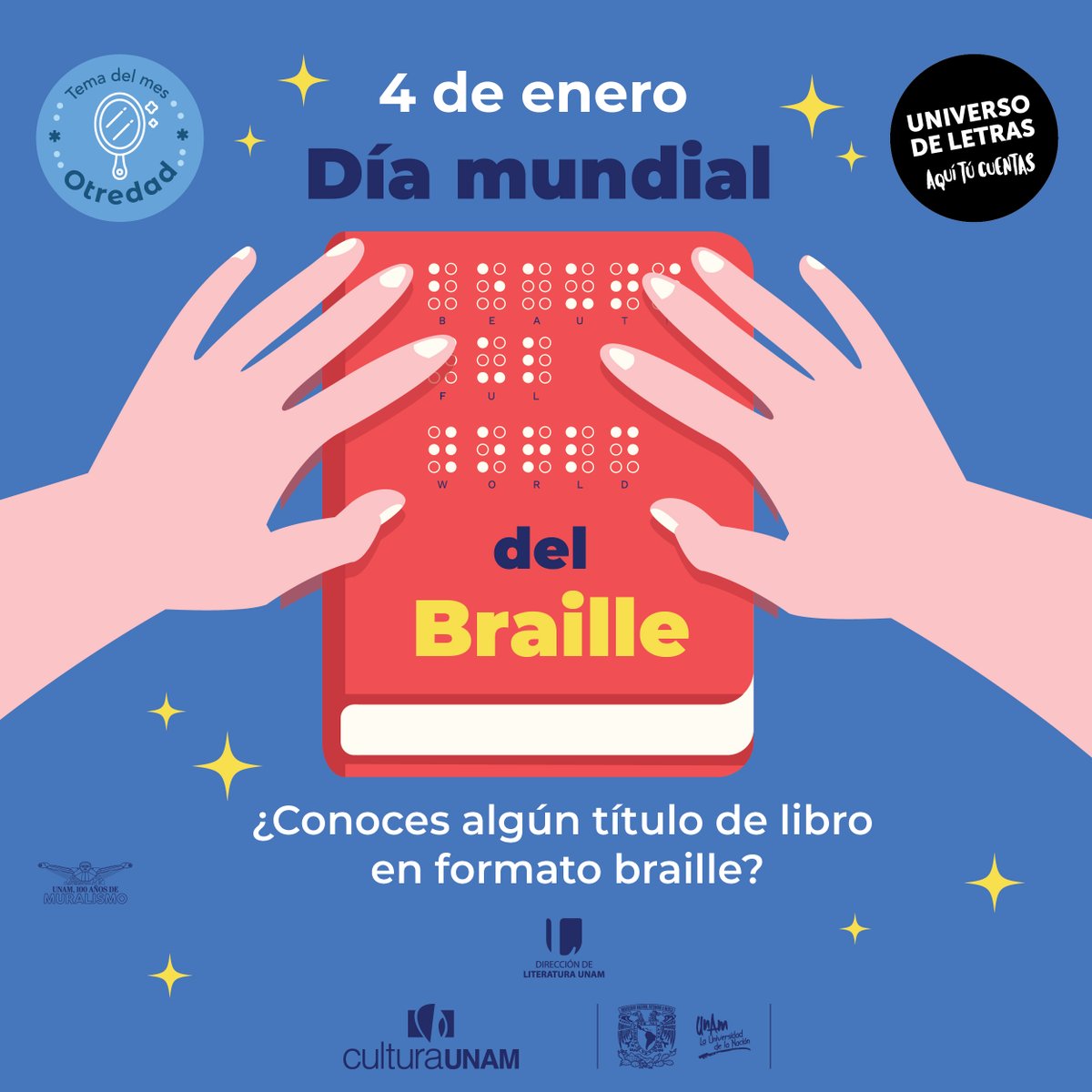 universoUNAM's tweet image. Hoy se celebra el día mundial del sistema de lectura y escritura braille, para recordar la importancia de facilitar el acceso a la lectura a todos las personas, incluidas aquellas con discapacidad visual. 

#AquíTúCuentas  #Braille #brailleday