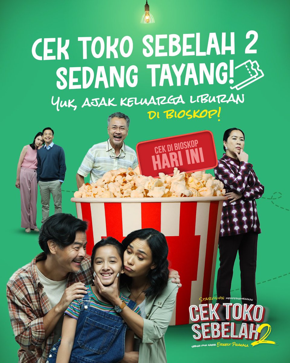 Waktunya liburan di bioskop. Ajak semua keluarga, teman, sahabat, kecengan pokonya semuanya ke bioskop buat nonton Cek Toko Sebelah 2. 🫶

Sampai ketemu di bioskop ya. 🫰

#CekTokoSebelah2
@filmcektokosebelah2 
<a href="/starvisionplus/">Starvision | DOPAMIN 13 NOVEMBER</a>