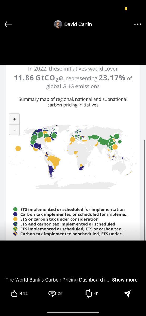 The Carbon Pricing Dashboard is a super powerful way to explore regional, national, and sub national carbon prices! The differences make a strong case for why we need a global price on carbon to accelerate climate action! #climatefinance #carbonprice 

lnkd.in/eh2syiZf