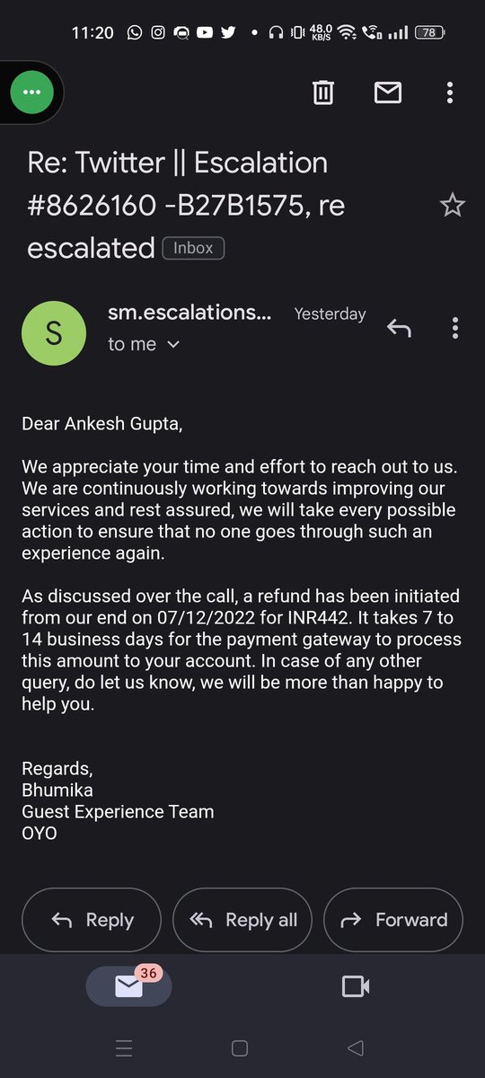 AnkeshSantosh's tweet photo. @oyorooms @OYO4U  I didn't get refund till now? Whats going Oyo?

Why this much late ? https://t.co/E9z9rCFo3M