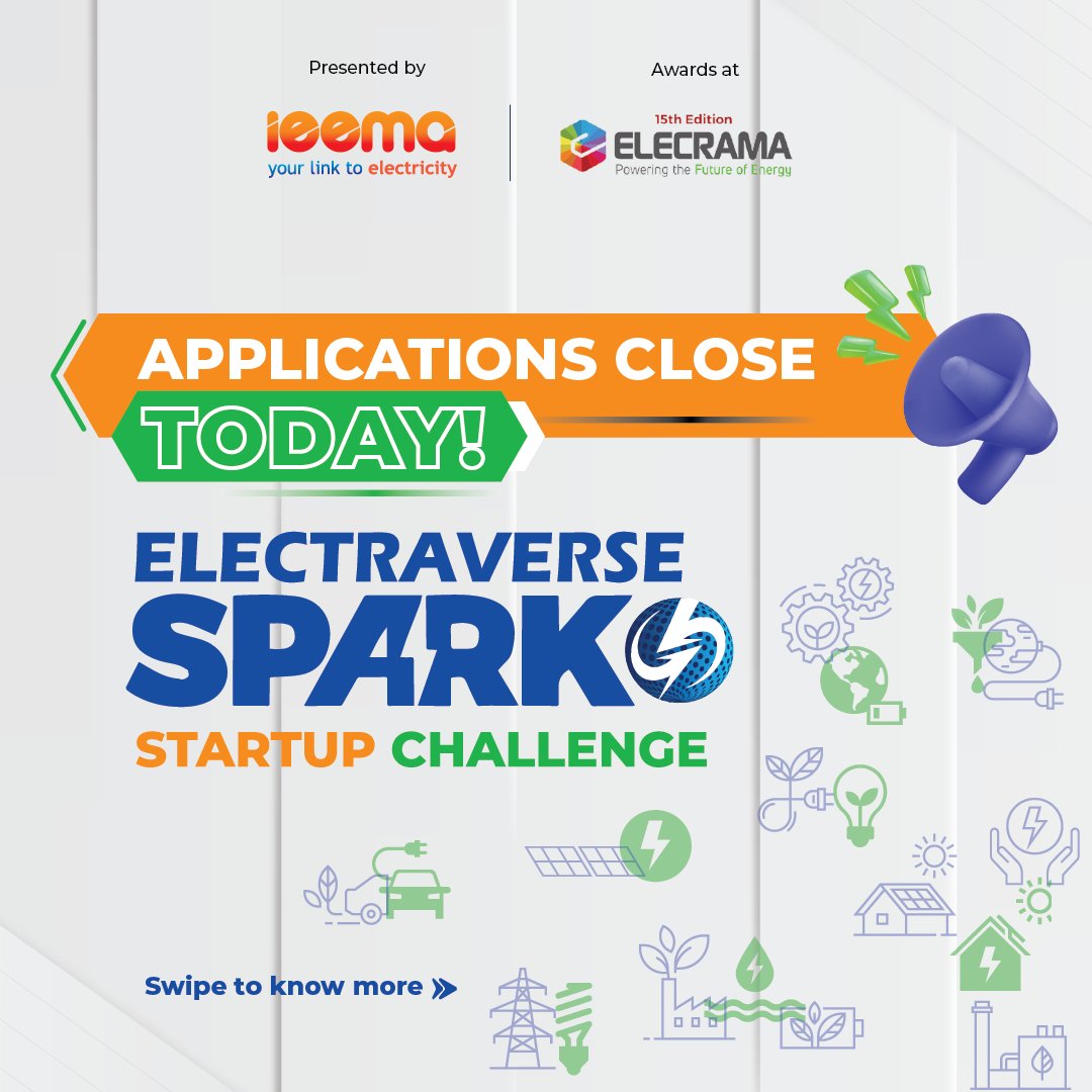 CCollectiveNet's tweet photo. Find out more about Electraverse Sparks #startupchallenge & apply here by TODAY!: https://t.co/4Hfr7OR8bA
@mnreindia @MHI_GoI @MinOfPower @DoC_GoI
#ieema #elecrama #elecrama2023 #startupsinenergy #electricalandelectronics #futureofenergy #decarbonisation #electricmobility https://t.co/cgrven0o6e