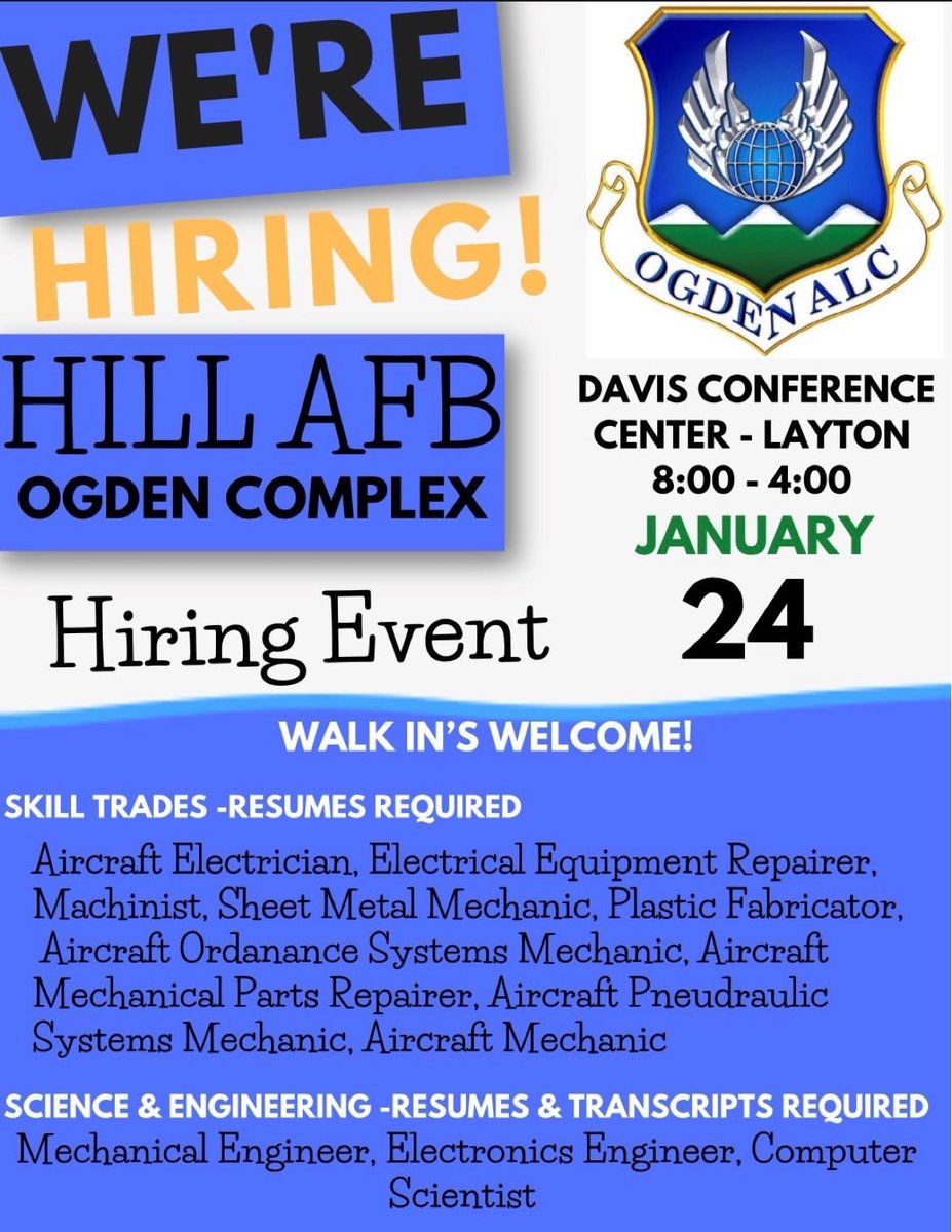 Join the OO-ALC Team! By Devin Janke Gongora

 #OOALC #HILLAFB #aircraftmaintenance
 #team #makeadifferenceeveryday