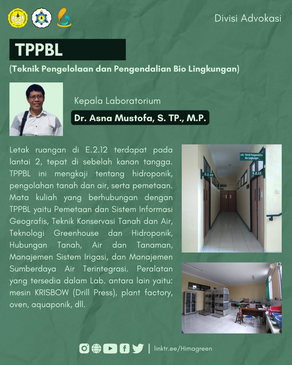 Himagreen's tweet photo. [LABORATORIUM TEKNIK PERTANIAN UNSOED] 

Halo Greeners!!! 

Ada informasi menarik nih terkait laboratorium-laboratorium yang ada di Program Studi Teknik Pertanian. 

Kira-kira ada apa saja ya? 
Yuk langsung kita simak! 🤩

#ADVOKASI
#HIMAGREEN 
#GOGREEN https://t.co/k5A58J50rL