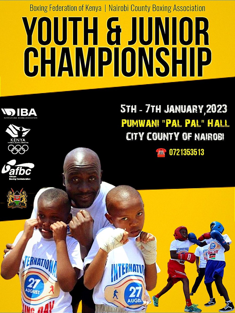 KenyaBoxing's tweet photo. Tomorrow we begin our 2023 boxing calender with Youth and Junior Championship. Team's the have confirmed participation are hereby notified that 𝗕𝗶𝗿𝘁𝗵 𝗖𝗲𝗿𝘁𝗶𝗳𝗶𝗰𝗮𝘁𝗲  of boxers participating will be a mandatory requirement. 

#NdondiMashinani https://t.co/VzX2sgVnyi