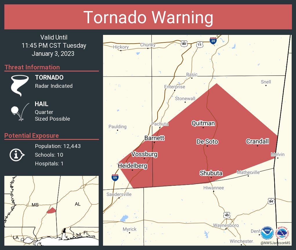NWS Tornado on Twitter "Tornado Warning continues for Quitman MS
