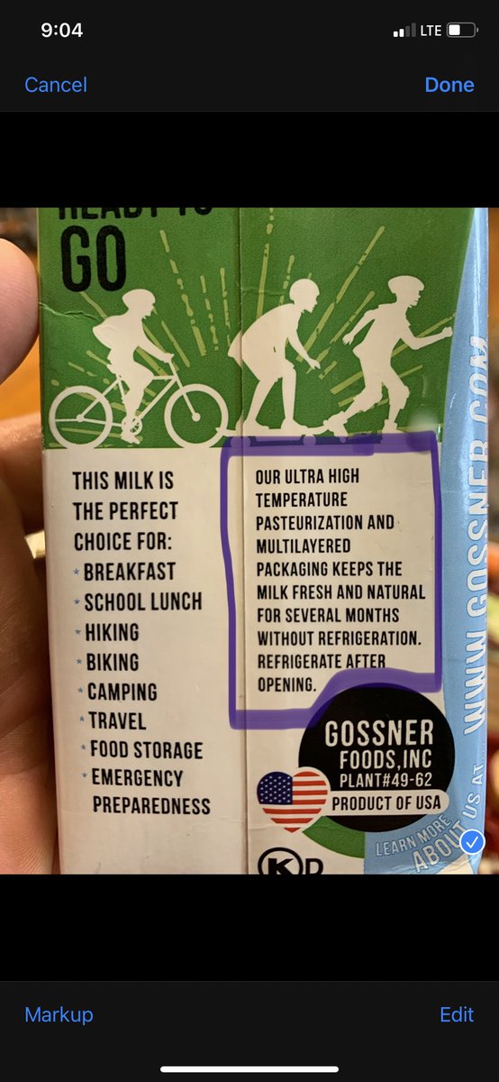 ObamasLunch's tweet photo. Milk. Good right? Take a closer look… 

How “good” is milk for you when it’s shelf stable for months on end without refrigeration? https://t.co/YoQDvFruUy